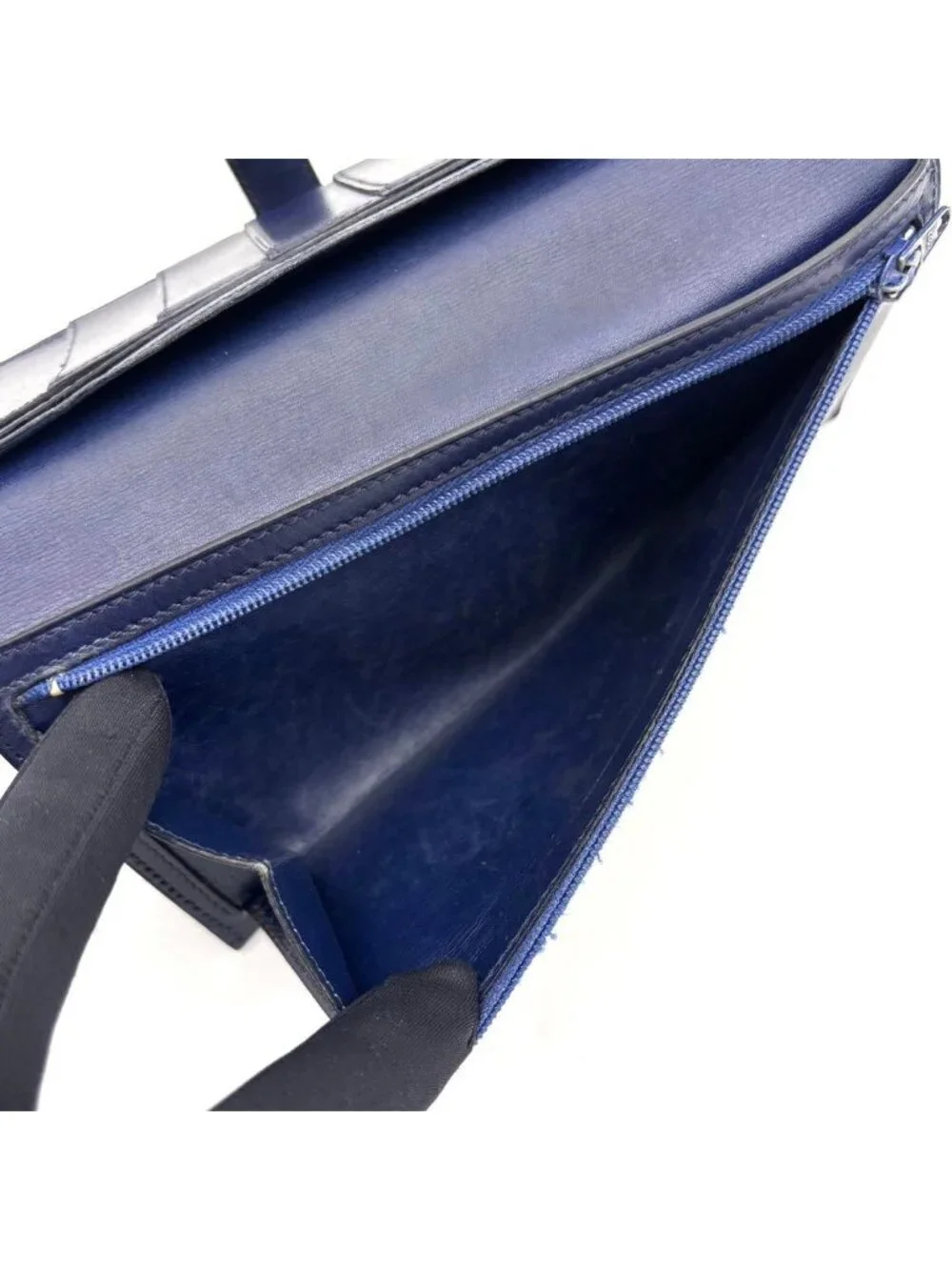 Hermes Bearn Classic Box Calf Navy Blue Wallet Bifold